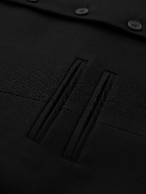 Ombre Clothing Vestă neagră de costum pentru bărbați cu detalii clasice și căptușeală