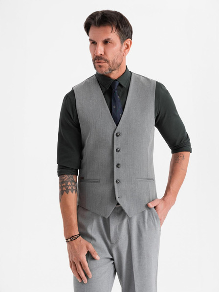 Ombre Clothing Vestă elegantă gri deschis SLIM FIT pentru bărbați