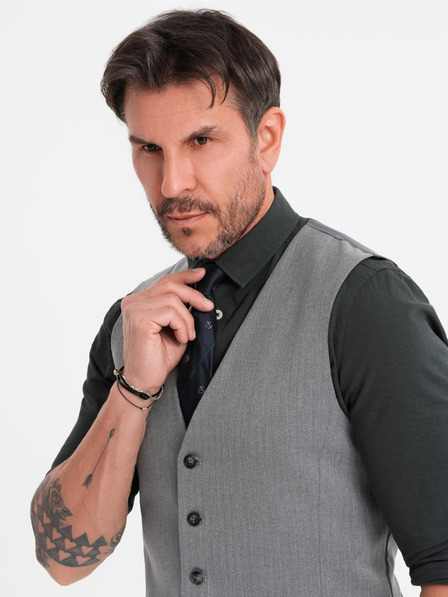 Ombre Clothing Vestă elegantă gri deschis SLIM FIT pentru bărbați