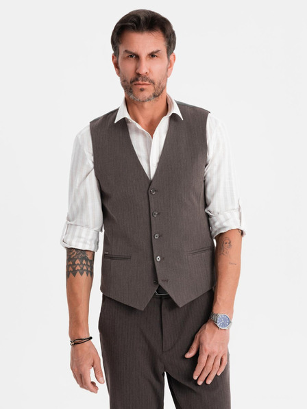 Ombre Clothing Vestă elegantă gri SLIM FIT pentru bărbați