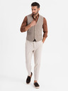 Ombre Clothing Vestă bej de costum pentru bărbați cu detalii clasice și căptușeală