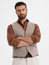 Ombre Clothing Vestă bej de costum pentru bărbați cu detalii clasice și căptușeală
