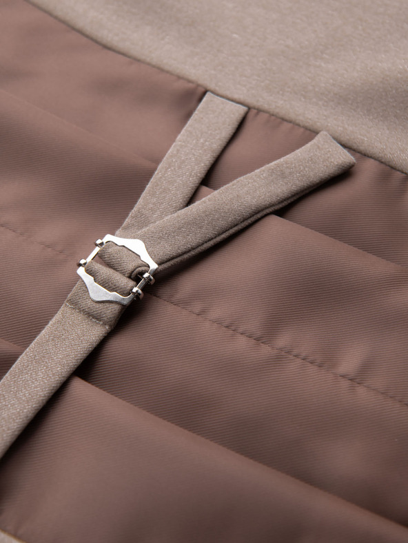 Ombre Clothing Vestă bej de costum pentru bărbați cu detalii clasice și căptușeală