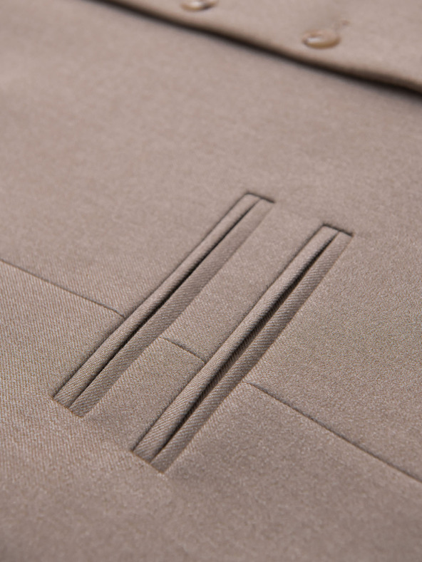 Ombre Clothing Vestă bej de costum pentru bărbați cu detalii clasice și căptușeală