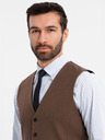 Ombre Clothing Vestă maro de costum pentru bărbați cu detalii clasice și căptușeală