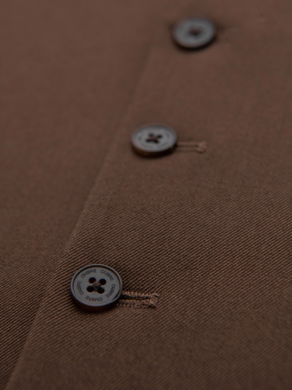 Ombre Clothing Vestă maro de costum pentru bărbați cu detalii clasice și căptușeală