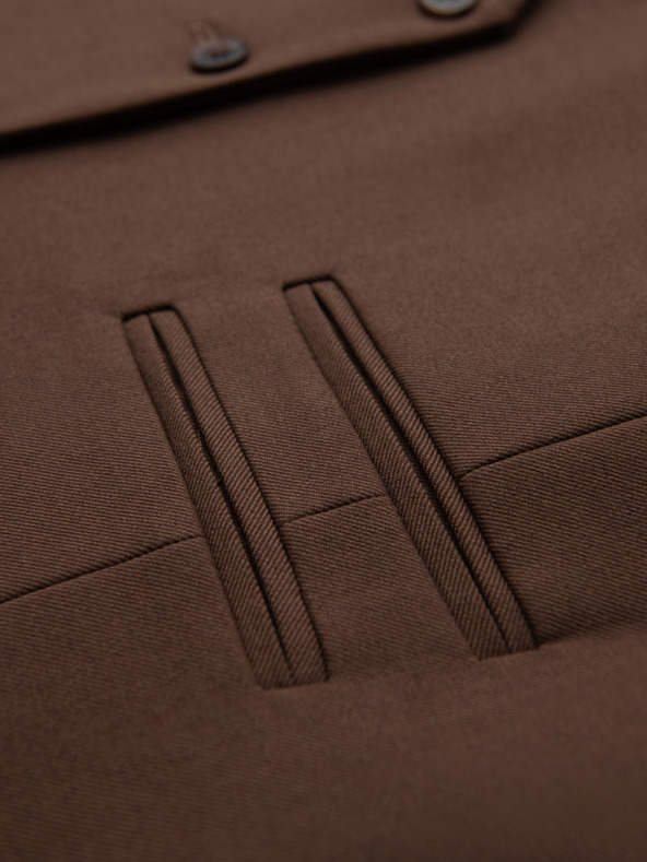 Ombre Clothing Vestă maro de costum pentru bărbați cu detalii clasice și căptușeală