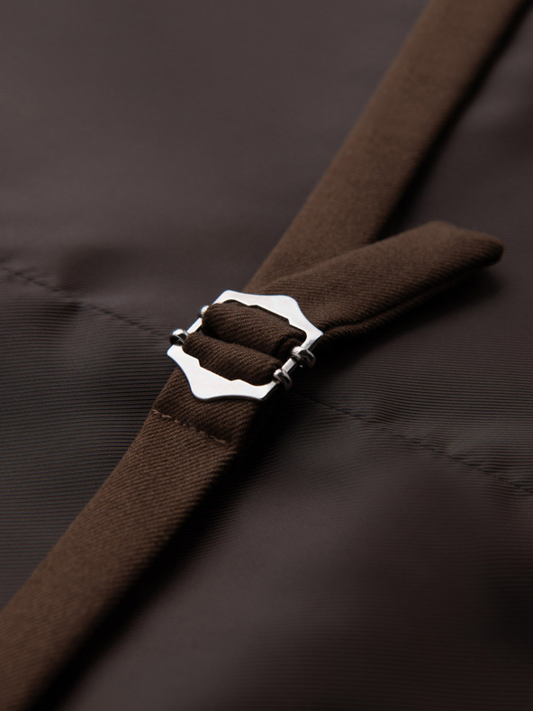 Ombre Clothing Vestă maro de costum pentru bărbați cu detalii clasice și căptușeală