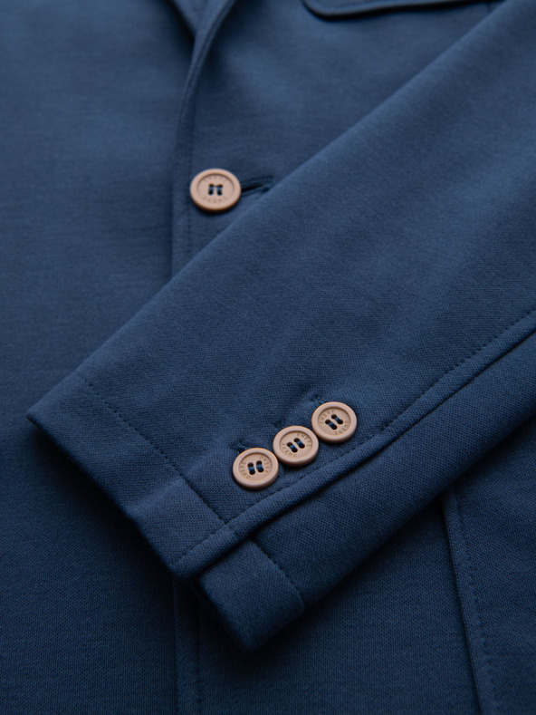 Ombre Clothing Sacou albastru SLIM cu textură fină pentru bărbați