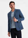 Ombre Clothing Sacou albastru SLIM cu textură fină pentru bărbați