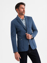 Ombre Clothing Sacou albastru SLIM cu textură fină pentru bărbați
