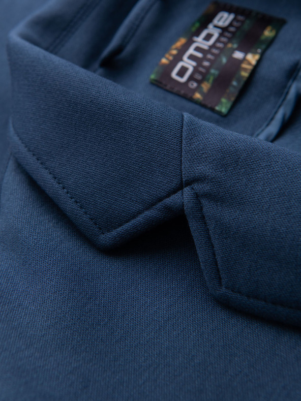 Ombre Clothing Sacou albastru SLIM cu textură fină pentru bărbați