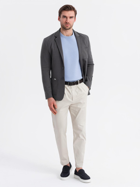 Ombre Clothing Sacou gri SLIM din țesătură fin structurată pentru bărbați