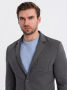 Ombre Clothing Sacou gri SLIM din țesătură fin structurată pentru bărbați