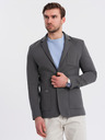 Ombre Clothing Sacou gri SLIM din țesătură fin structurată pentru bărbați