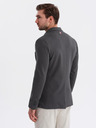 Ombre Clothing Sacou gri SLIM din țesătură fin structurată pentru bărbați