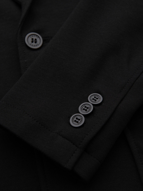 Ombre Clothing Sacou negru SLIM cu textură fină pentru bărbați