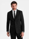 Ombre Clothing Sacou negru SLIM cu textură fină pentru bărbați