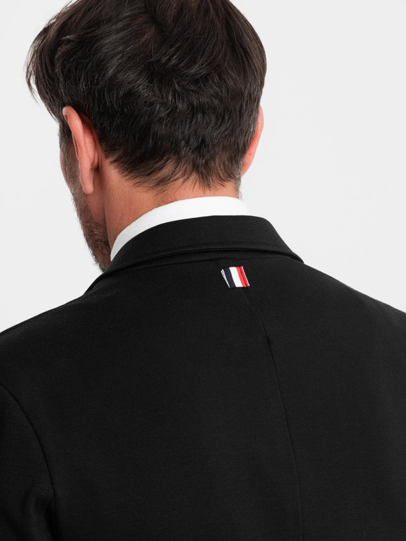 Ombre Clothing Sacou negru SLIM cu textură fină pentru bărbați