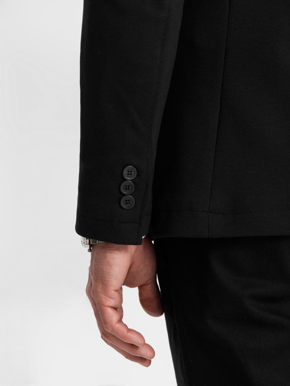 Ombre Clothing Sacou negru SLIM cu textură fină pentru bărbați