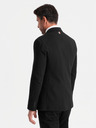 Ombre Clothing Sacou negru SLIM cu textură fină pentru bărbați
