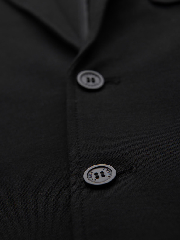 Ombre Clothing Sacou negru SLIM cu textură fină pentru bărbați