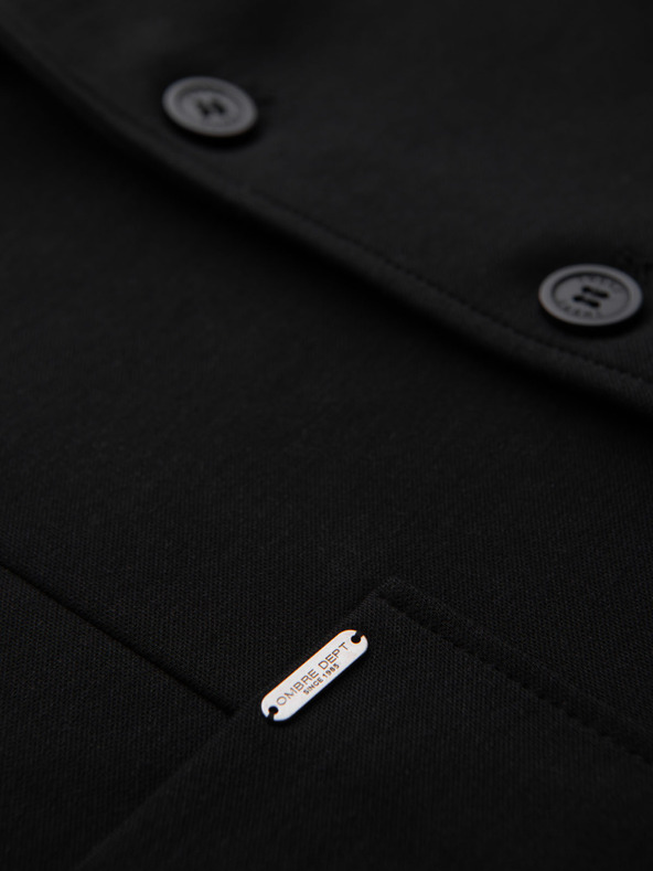 Ombre Clothing Sacou negru SLIM cu textură fină pentru bărbați