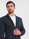 Ombre Clothing Sacou bleumarin închis SLIM din țesătură fin structurată pentru bărbați