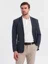 Ombre Clothing Sacou bleumarin închis SLIM din țesătură fin structurată pentru bărbați