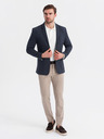 Ombre Clothing Sacou bleumarin închis SLIM din țesătură fin structurată pentru bărbați