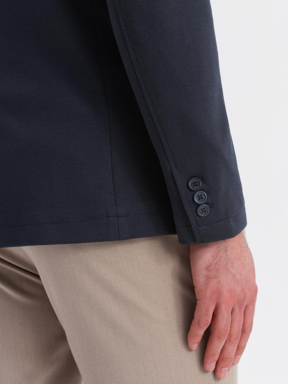 Ombre Clothing Sacou bleumarin închis SLIM din țesătură fin structurată pentru bărbați