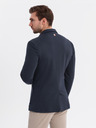 Ombre Clothing Sacou bleumarin închis SLIM din țesătură fin structurată pentru bărbați