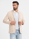Ombre Clothing Sacou bej SLIM din țesătură fin structurată pentru bărbați