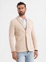 Ombre Clothing Sacou bej SLIM din țesătură fin structurată pentru bărbați
