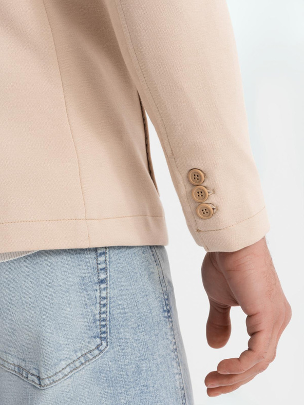 Ombre Clothing Sacou bej SLIM din țesătură fin structurată pentru bărbați