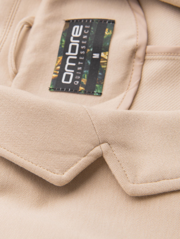 Ombre Clothing Sacou bej SLIM din țesătură fin structurată pentru bărbați