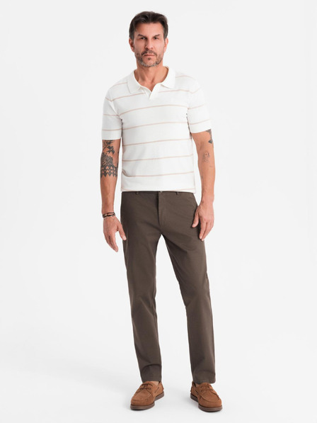 Ombre Clothing Pantaloni chino pentru bărbați REGULAR FIT cu structură fină - maro