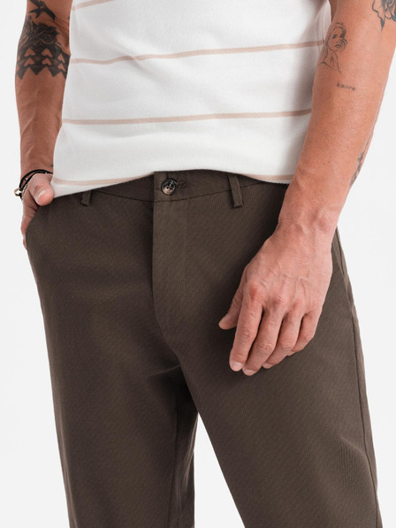 Ombre Clothing Pantaloni chino pentru bărbați REGULAR FIT cu structură fină - maro