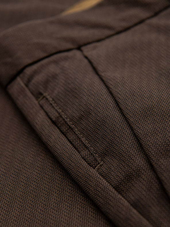 Ombre Clothing Pantaloni chino pentru bărbați REGULAR FIT cu structură fină - maro