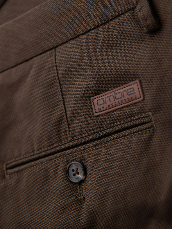 Ombre Clothing Pantaloni chino pentru bărbați REGULAR FIT cu structură fină - maro