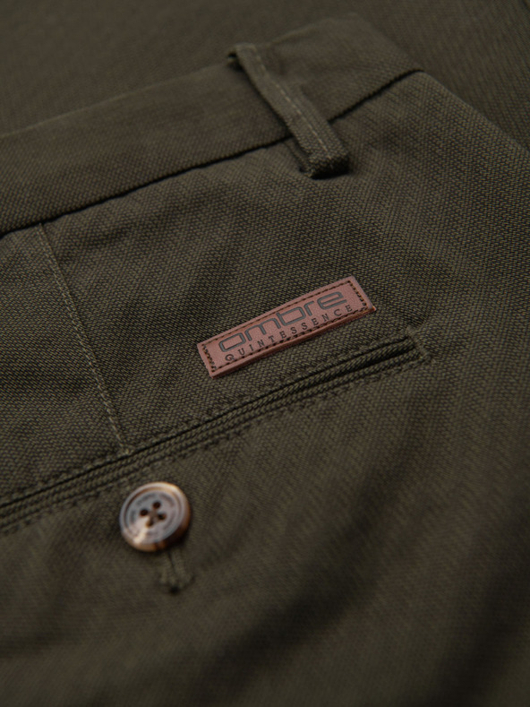Ombre Clothing Pantaloni chino pentru bărbați REGULAR FIT cu structură fină - verde închis