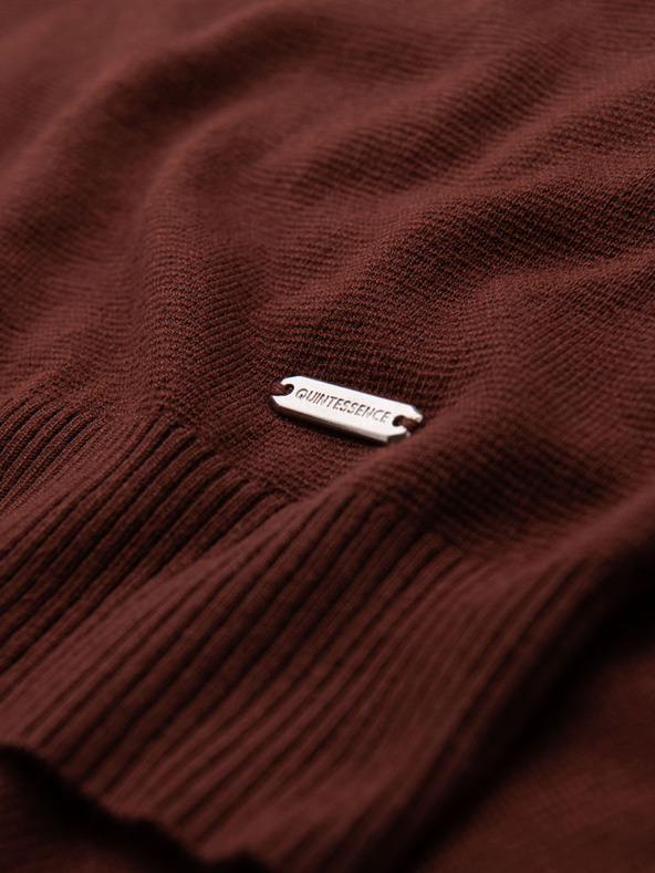 Ombre Clothing Tricou polo pentru bărbați fără nasturi cu țesătură clasică - maro închis