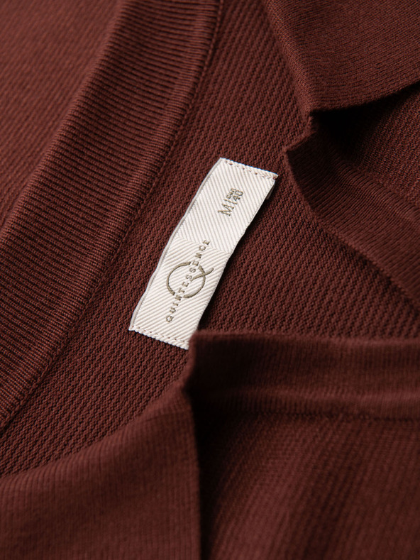 Ombre Clothing Tricou polo pentru bărbați fără nasturi cu țesătură clasică - maro închis