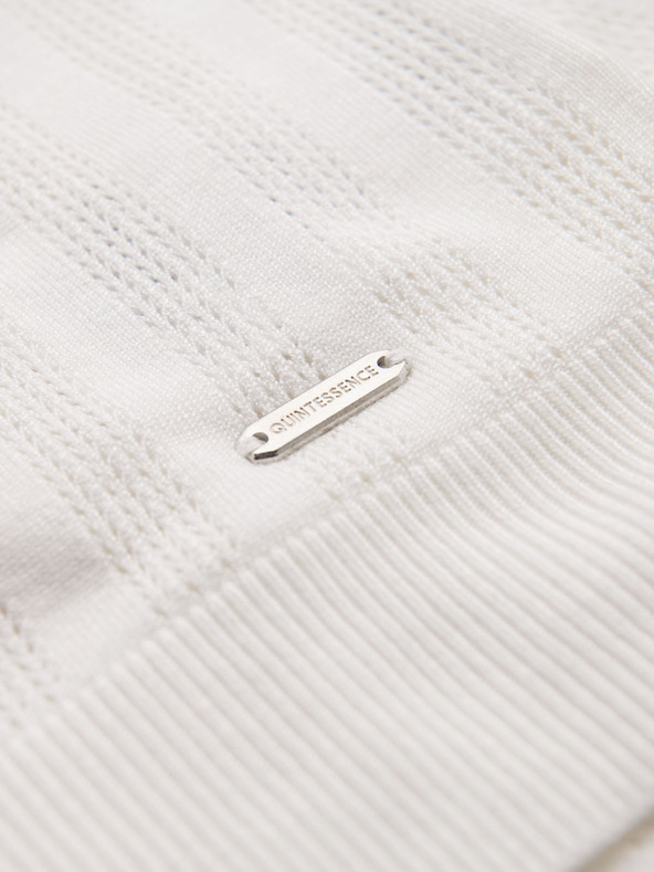 Ombre Clothing Tricou polo pentru bărbați cu fermoar la gât - alb