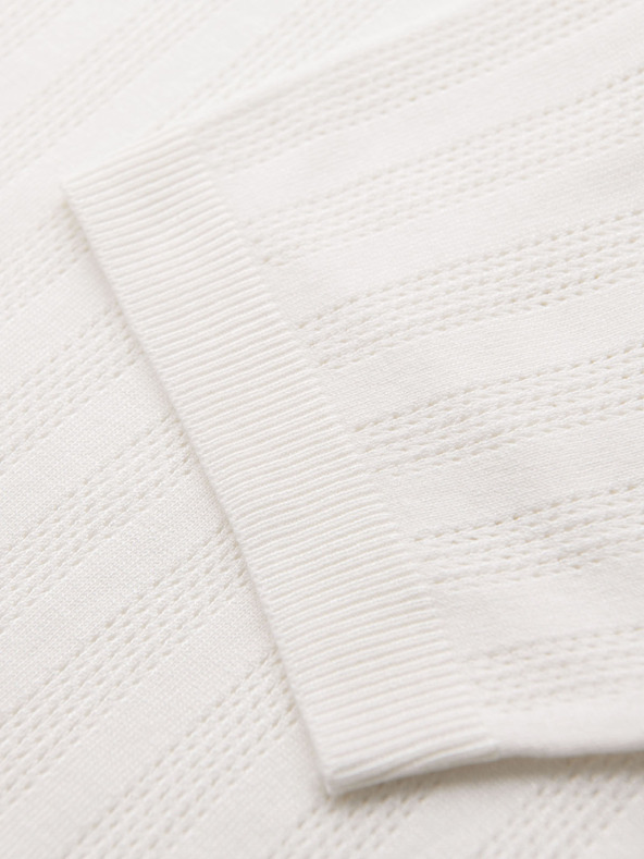 Ombre Clothing Tricou polo pentru bărbați cu fermoar la gât - alb