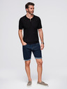 Ombre Clothing Tricou polo pentru bărbați cu fermoar la gât - negru