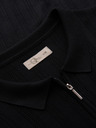 Ombre Clothing Tricou polo pentru bărbați cu fermoar la gât - negru