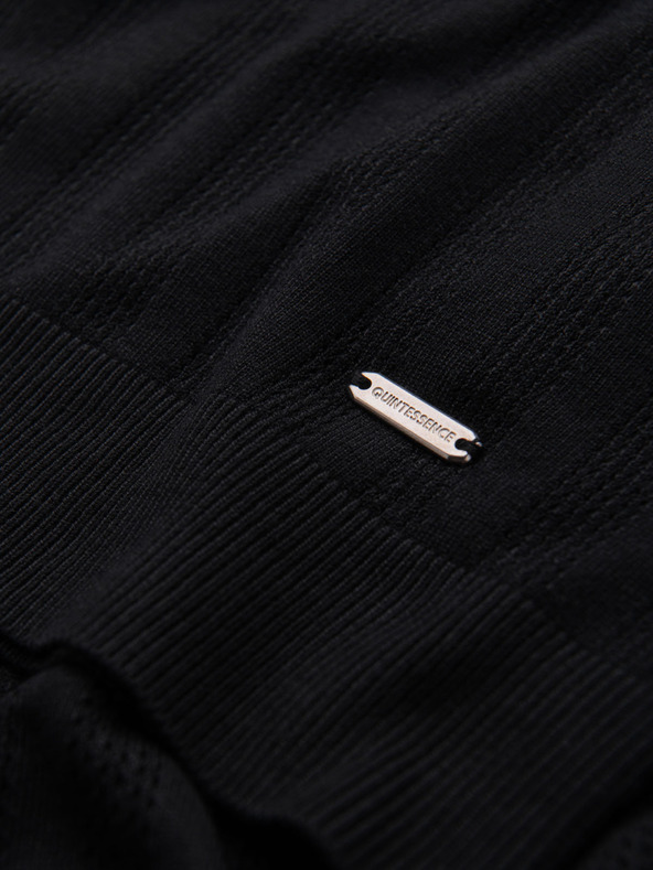 Ombre Clothing Tricou polo pentru bărbați cu fermoar la gât - negru