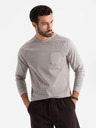 Ombre Clothing Tricou gri din bumbac cu mânecă lungă pentru bărbați