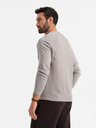 Ombre Clothing Tricou gri din bumbac cu mânecă lungă pentru bărbați